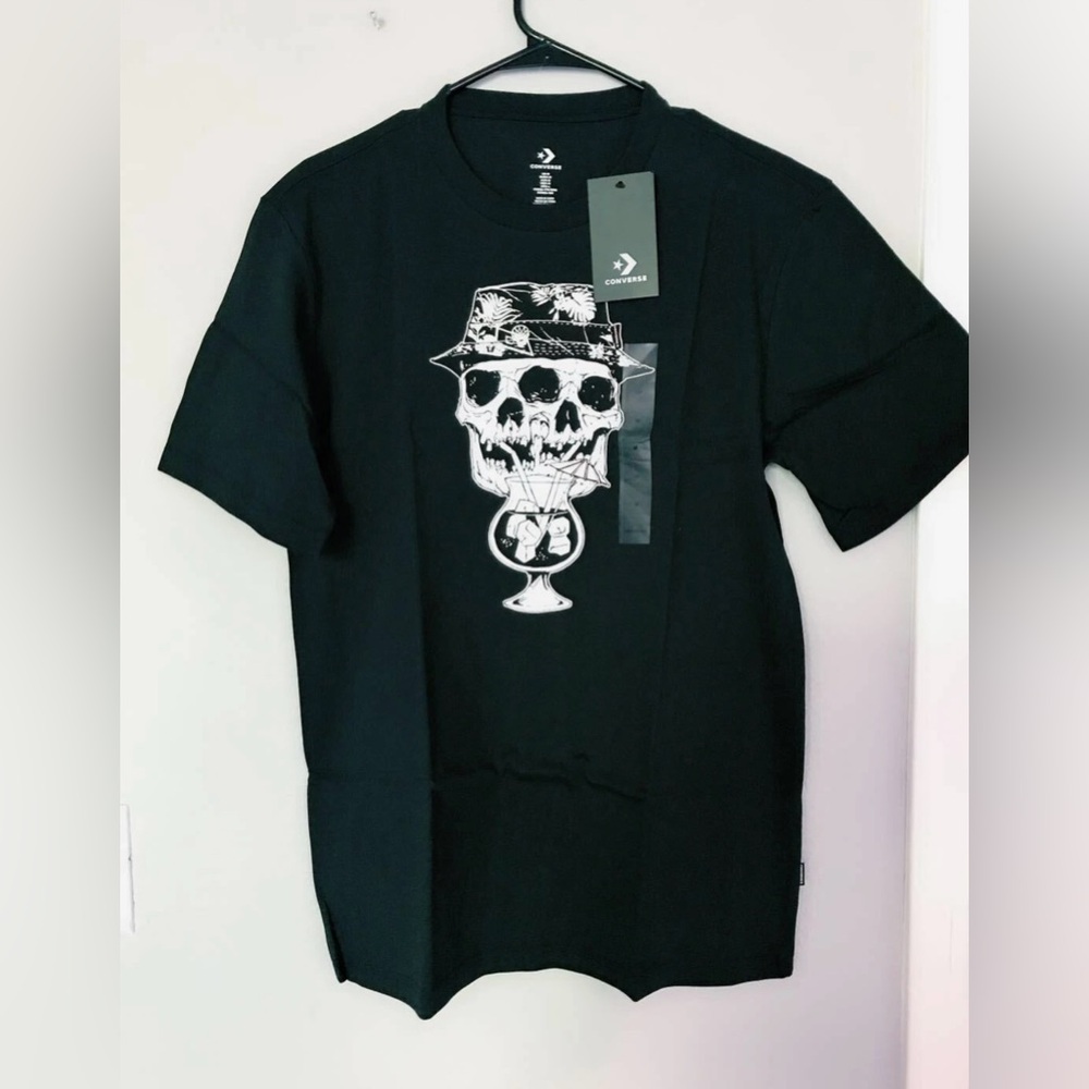 Converse Graphic Tee Skull T-shirt Summer beach Drink Black Men’s Size L NWT